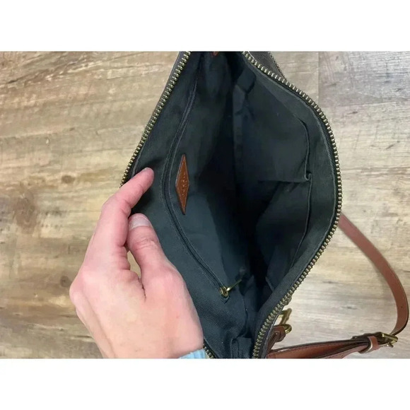 Fossil Fiona Crossbody Bag Black White Brown Adjustable Strap 11X9 Purse - Picture 9 of 12